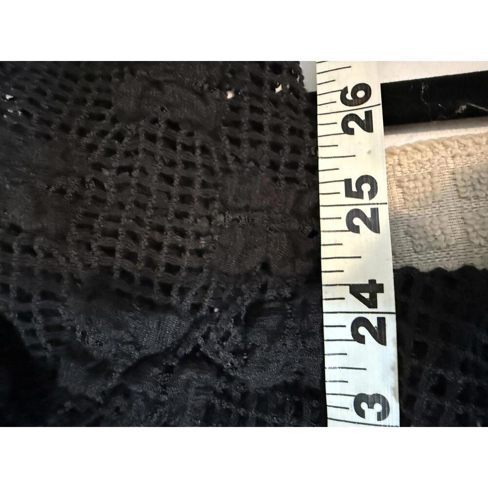 Free People Black Crochet Open-Back Long Sleeve Top with White Trim - Picture 8 of 8